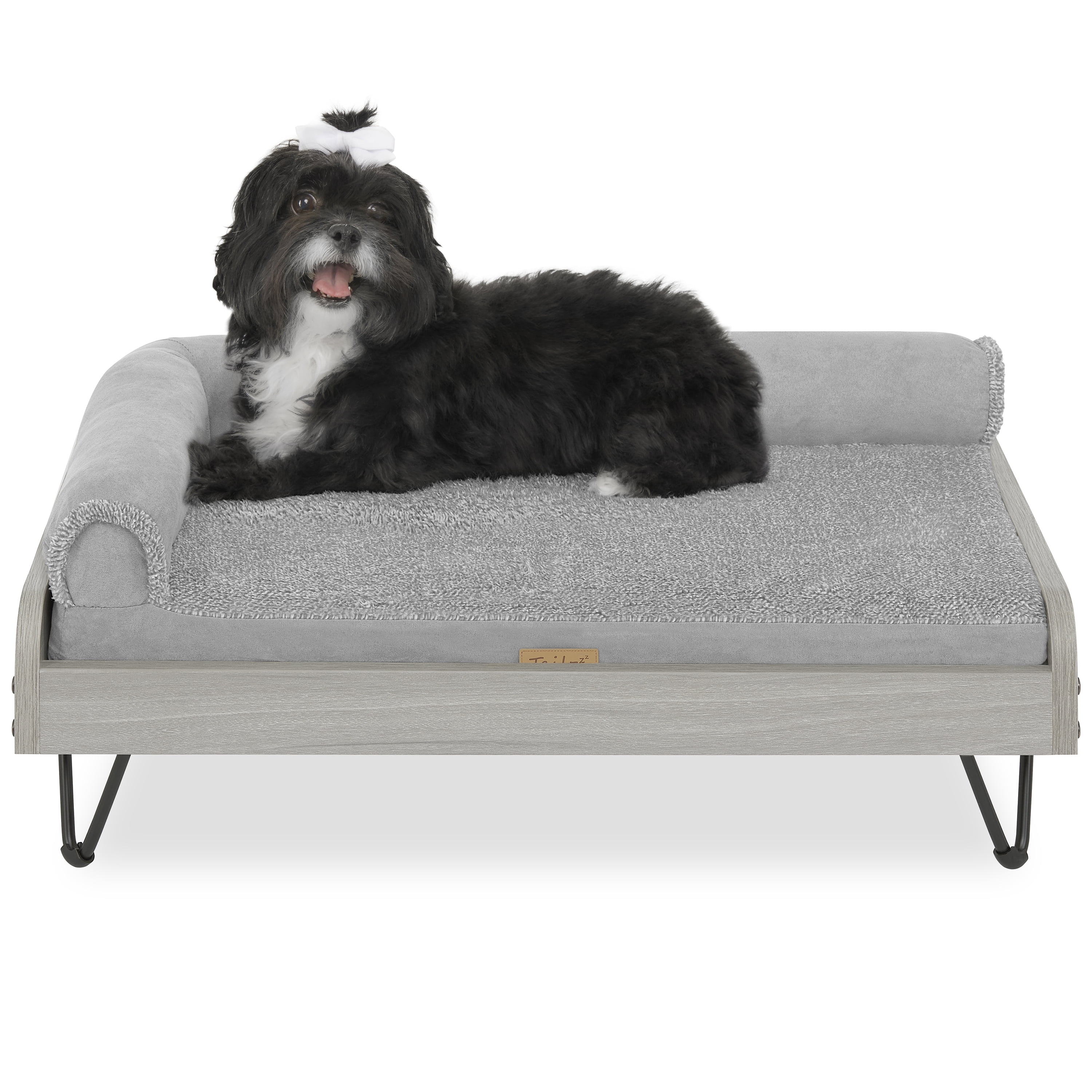 Grey wooden dog best sale bed