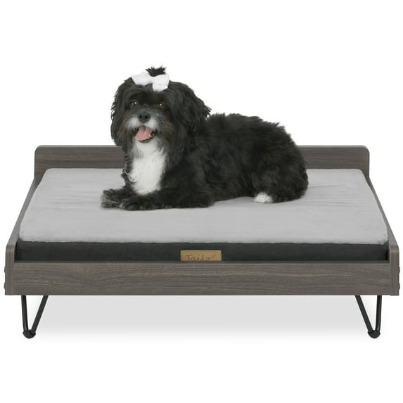 TailZzz Chase Wooden Pet Bed with Mattress | Small to Medium Pet Bed with Mattress | Elevated Pet Bed | Water-resistant Pet Mattress | Greenguard Gold Certified Wooden Pet Bed
