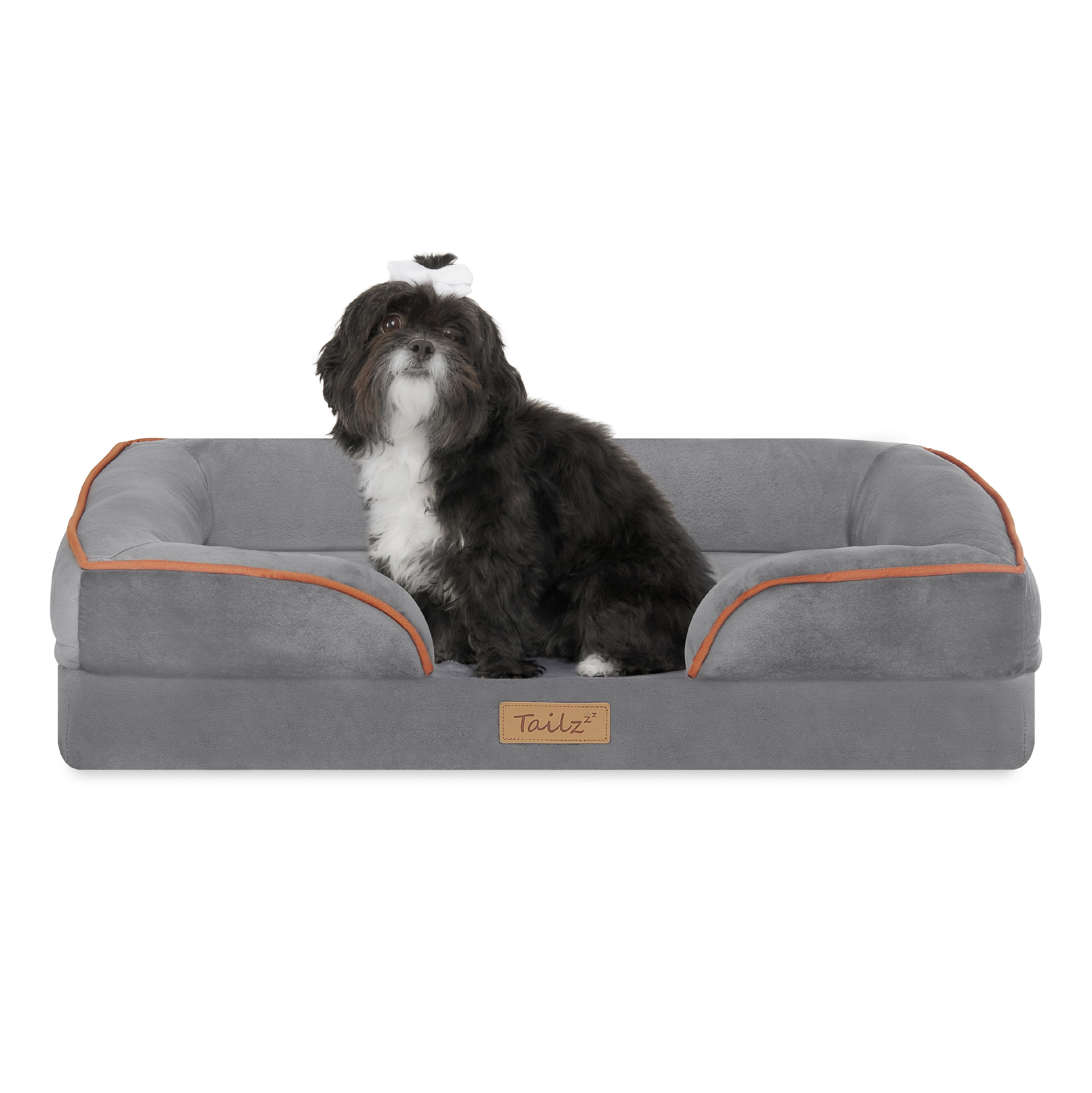 Slate Orange Medium Orthopedic Outdoor Pet Mattress with Bumper