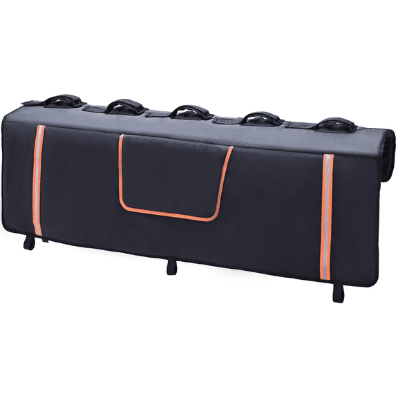 Tailgate Bike Pad 53", Truck Bed Protector for 5 Bikes, Reflective Strips, Tool Pockets, Camera Opening, Mid-Size Pickup Trucks