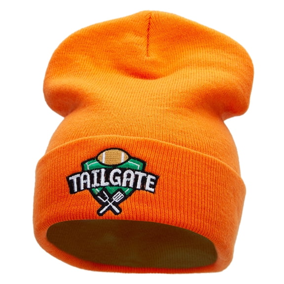 Tailgate Embroidered 12 inch Long Knitted Beanie - Orange OSFM