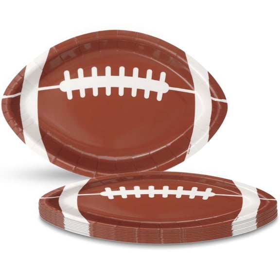 Tailgate Football Shaped Dinner Paper Plates (9.25") - Set of 8 - Perfect for Game Day, Themed Parties & Celebrations