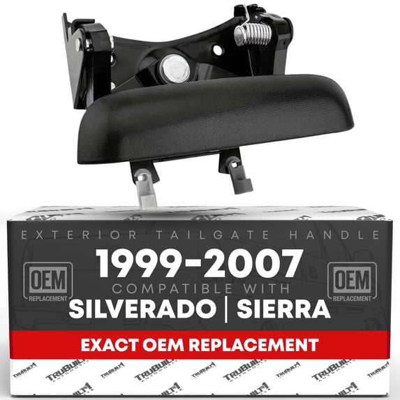 Tailgate Handle Assembly - Compatible with 1999-2007 Chevrolet Silverado 1500, 2500, 3500; 1999-07 GMC Sierra 1500, 2500, 3500 (Classic, HD) - Textured Black, OEM 15997911, C580701, 1915105