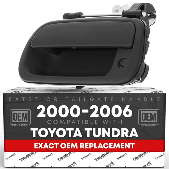 Tailgate Handle Assembly Replacement with Keyhole - Compatible with 2000-2006 Toyota Tundra - Tail Gate Handle Latch Textured Black - OEM 69090-0C030-C0, 69090-0C010, 80866, TO1915110
