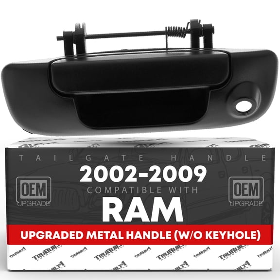 T1A Tailgate Handle Assembly Replacement, Upgraded Metal - Compatible with 2002-2009 Dodge Ram 1500, Ram 2500, Ram 3500 - Liftgate Latch Handle - All Chrome w/Keyhole - OEM 55276237AA-ACHMT, 80165