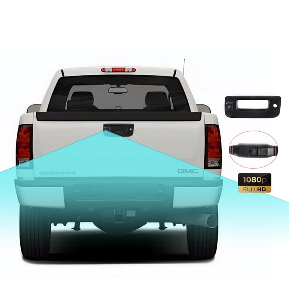 Tailgate Handle Backup Camera for Chevy Silverado GMC Sierra 2007-2014, 1080P HD Night Vision Rearview Camera 170 Wide Angel IP68 Waterproof
