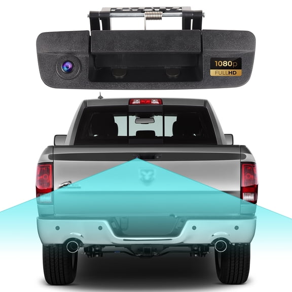 Tailgate Handle Backup Camera for Dodge Ram 1500/2500/3500 (2010-2018), 1080P HD Rearview Camera with Night Vision IP68 Waterproof Wide Angle (Black)