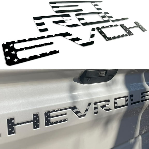 Tailgate Insert Letters Compatible with 2019 2020 2021 2022 2023 2024 Chevy Silverado 3D Emblems Badge with Strong 3-M Adhesive Matte Black xflh