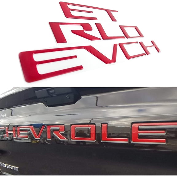 Tailgate Insert Letters Compatible with 2019 2020 2021 2022 2023 2024 Chevy Silverado 3D Emblems Badge with Strong 3-M Adhesive Matte Red