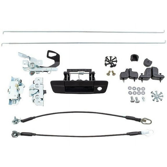 Tailgate Latch and Handle Kit - Textured Black - with Hardware and Keyhole - without Camera - Compatible with 2011 - 2018 Ram 2500 2012 2013 2014 2015 2016 2017
