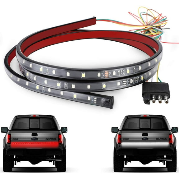 Tailgate Light Strip for Pickup, Super Bright LED Truck Tail Light Bar Waterproof Grade IP65, 60Inch Red & White Running Turn Signal Brake Reverse Backup Taillight for SUV RV