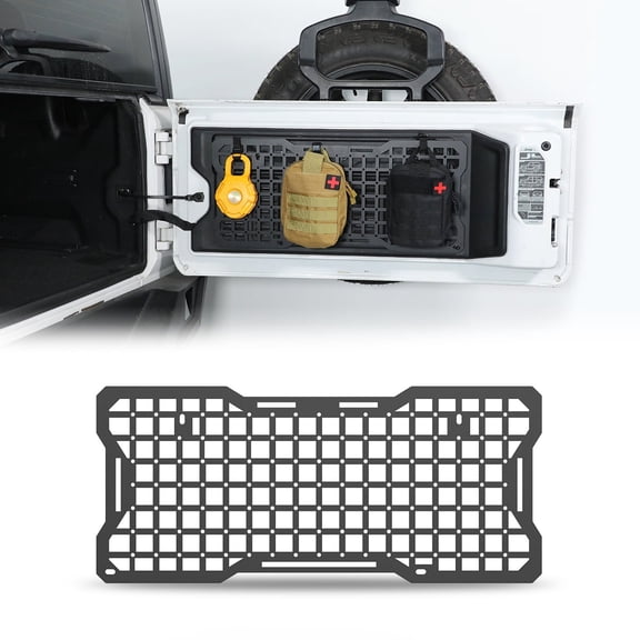 Tailgate Molle Panel for 2018-Now Jeep Wrangler JL- Accommodates most off-road tools,camping gear,gas tanks,fishing equipment or shovels