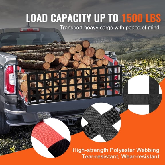 Tailgate Net,54 inx18 in,Heavy Duty Cargo Net for Truck Bed with 4 Adjustable Telescopic Straps,Extendable&Durable,Flexible Adjustment,Suitable for Pickup,Trailer,Truck,Jeep,SUV