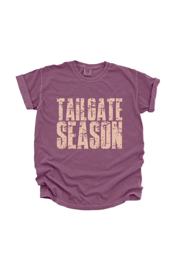 Tailgate Season Block Distressed - Women's Garment Dyed Graphic T-Shirt