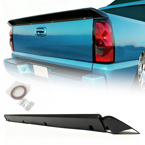 Tailgate Spoiler Wing Compatible with 1999-2006 Ch evy Silverado 1500 & Sierra 1500 ABS Plastic, Black Primed, Exterior Rear Spoiler