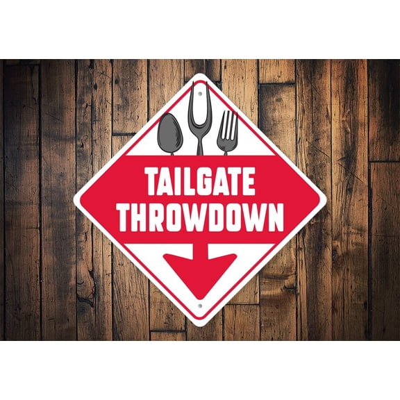 Tailgate Throwdown Sign Football Tailgate Sign Football Decor Football Sign Gift For Football Lovers Football Cookout Football Sign Size: 12 inch x 12 inch