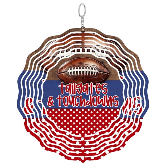 Tailgates Touchdowns Red Navy Stained Glass Suncatcher, UV Printed Tinplate Round, Game Day Decor, Sports Spirit Gift,