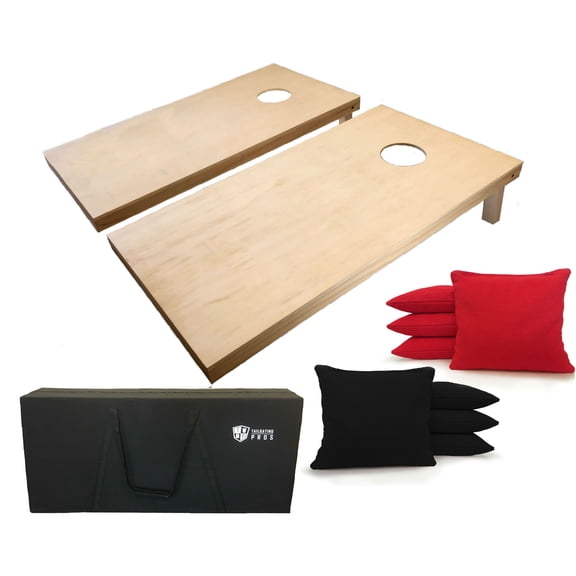 Tailgating Pros 4'x2' Cornhole Boards W Carrying Case and Black & Red Bags