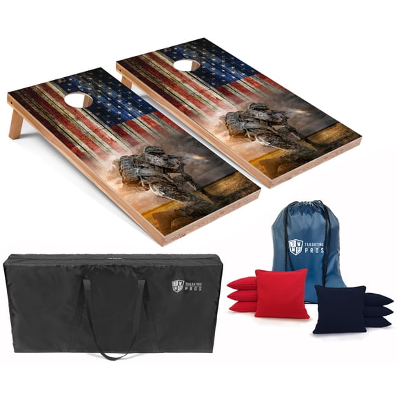 Tailgating Pros Corn Hole Board Set w/Bean Bags and Carrying Case-4'x2' Cornhole Toss - Tournament and Lightweight Options - Optional LED Lights