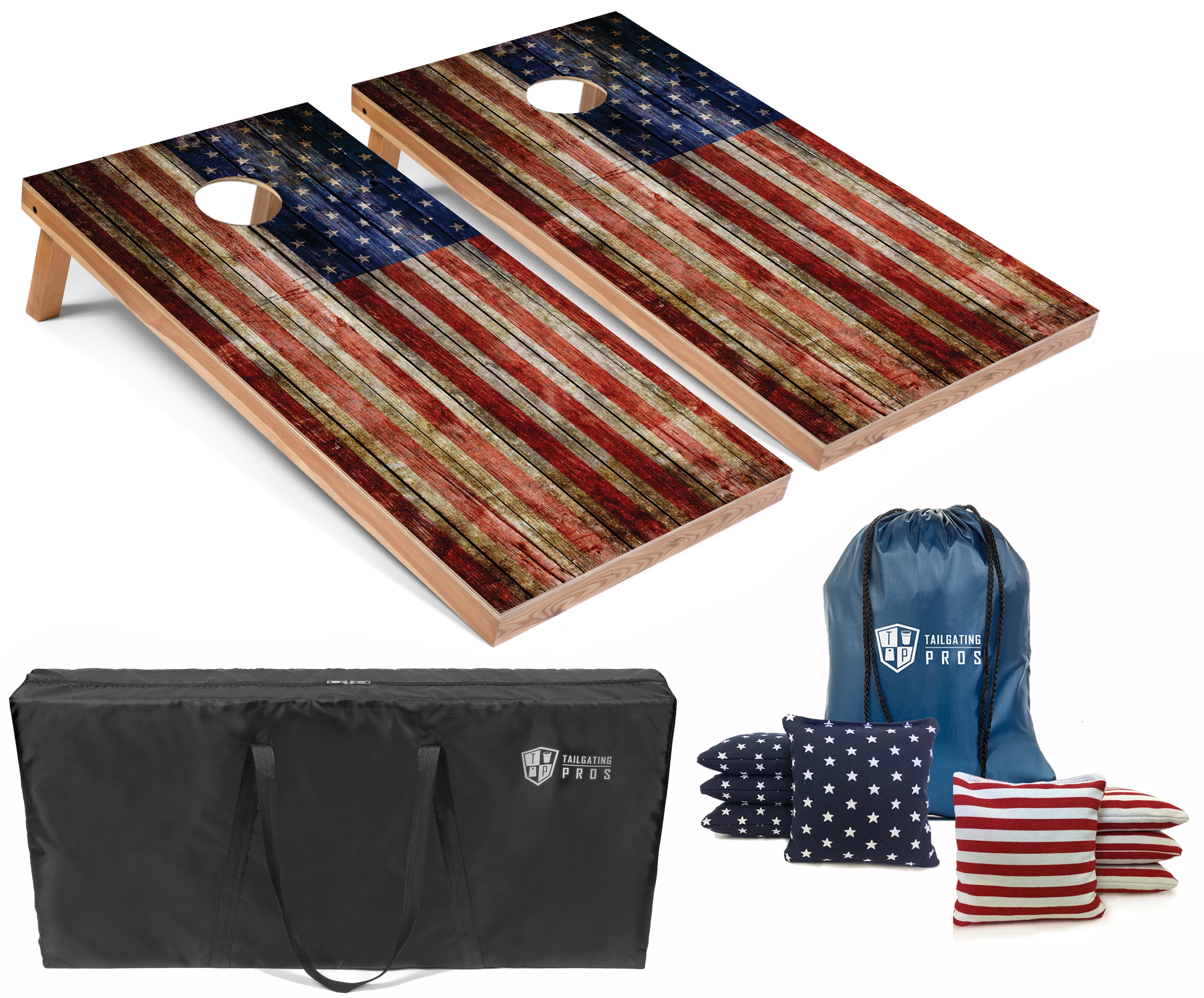 Tailgating Pros Cornhole Board Set w/Bean Bags and Carrying Case - 4'x2' Corn Hole Toss - Tournament and Lightweight Options - Optional LED Lights - Walmart.com