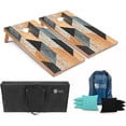 thumbnail image 1 of Tailgating Pros Cornhole Boards - 4'x2' Wood Pattern Cornhole Game w/Carrying Case & Set of 8 Corn Hole Bean Bags w/Tote, 1 of 10