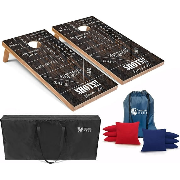 Tailgating Pros Lightweight Cornhole Boards - 4'x2' Regulation Cornhole Game w/Built-in LEDs- Multicolor Lights, Carrying Case, Set of 8 Cornhole Bags & Tote