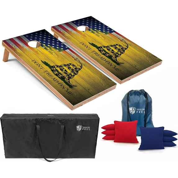 Tailgating Pros Lightweight Cornhole Boards - 4'x2' Regulation Cornhole Game w/Built-in LEDs- Multicolor Lights, Carrying Case, Set of 8 Cornhole Bags & Tote