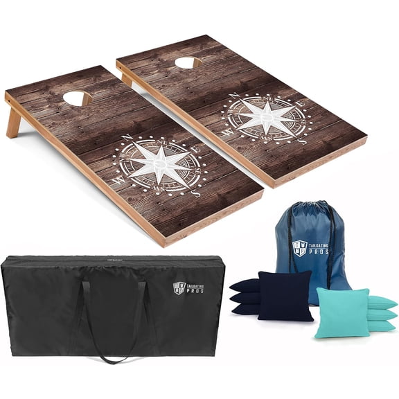 Tailgating Pros Lightweight Cornhole Boards - 4'x2' Regulation Cornhole Game w/Built-in LEDs- Multicolor Lights, Carrying Case, Set of 8 Cornhole Bags & Tote