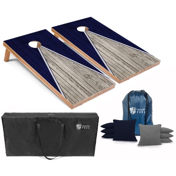 Tailgating Pros Pyramid Cornhole Board Set w/ Bean Bags and Carrying Case - 3'x2' Corn Hole Toss Game - Optional LED Lights