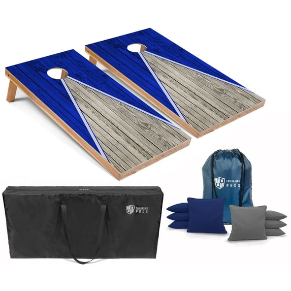 Tailgating Pros Pyramid Cornhole Board Set w/ Bean Bags and Carrying Case - 3'x2' Corn Hole Toss Game - Optional LED Lights