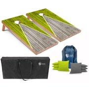 Tailgating Pros Pyramid Cornhole Board Set w/ Bean Bags and Carrying Case - 3'x2' Corn Hole Toss Game - Optional LED Lights