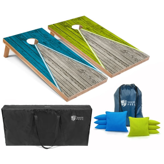 Tailgating Pros Pyramid Cornhole Board Set w/ Bean Bags and Carrying Case - 4'x2' Regulation Corn Hole Toss Game - Optional LED Lights