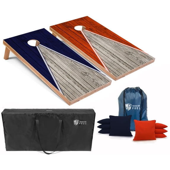 Tailgating Pros Pyramid Cornhole Board Set w/ Bean Bags and Carrying Case - 4'x2' Regulation Corn Hole Toss Game - Optional LED Lights