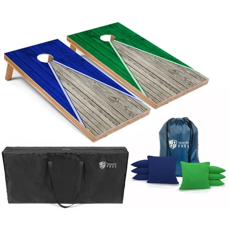 Tailgating Pros Pyramid Cornhole Board Set w/ Bean Bags and Carrying Case - 4'x2' Regulation Corn Hole Toss Game - Optional LED Lights