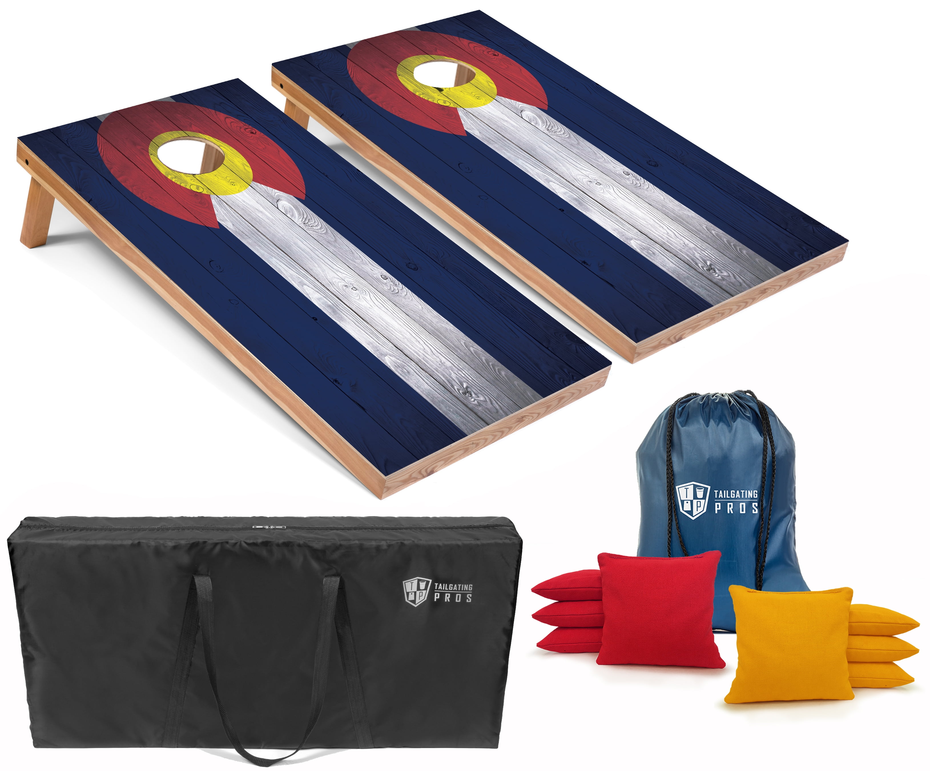 Tailgating Pros コーンホールボードセット w/ビーンバッグとキャリーケース - 4フィートx2フィート コーンホールトス - トーナメントと軽量オプション - L Tailgating Pros 規定フラッグコーンホールボードセット ビーンバッグ8