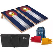 Tailgating Pros Regulation Cornhole Boards Flag Set - Includes 8 Bean Bags, Carrying Cases, and 4'x2' Corn Hole Toss Game - Optional LED Lights