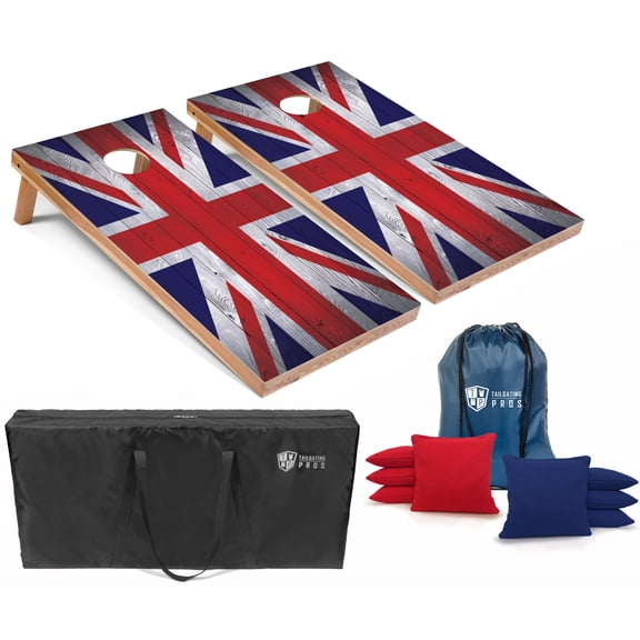 Tailgating Pros Regulation Cornhole Boards Flag Set - Includes 8 Bean Bags, Carrying Cases, and 4'x2' Corn Hole Toss Game - Optional LED Lights