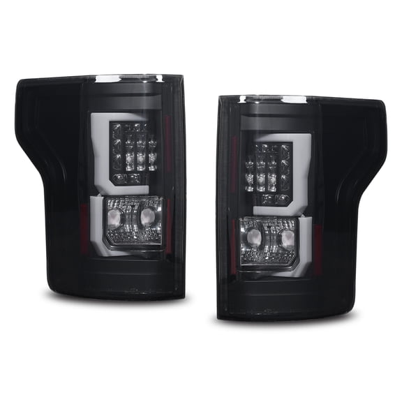 Taillights Assembly for 2015-2020 Ford F-150 with Factory LED & Halogen,2017-2020 Ford F-150 Raptor Rear Tail Lamps,Matte Black Housing+Smoked Lens , NON Blind Spot Replace