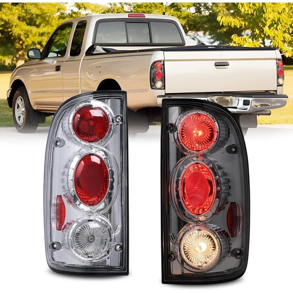 Taillights Assembly for 2001-2004 Toyota Tacoma Altezza,Driver and Passenger Side Brake Light,Chrome Housing+Clear Lens