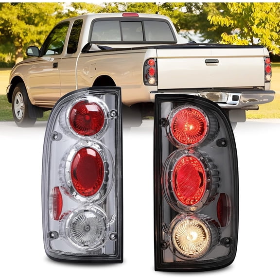 Taillights Assembly for 2001-2004 Toyota Tacoma Altezza,Driver and Passenger Side Brake Light,Chrome Housing+Clear Lens