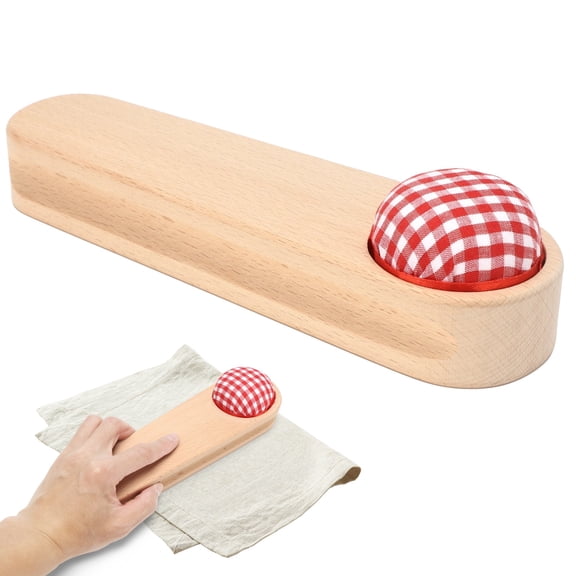 Tailor Clapper with Pin Cushion, Hardwood Quilters Clapper, Works with Steam Iron to Set a Seam, Wooden Pressing and Seam Flattening Tool for Sewing, Quilting
