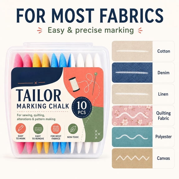 Tailor Marking Chalk, 10 PCS Fabric Chalk for Sewing Quilting Alterations, Positioning Tool for Pattern Making and Clothing Design