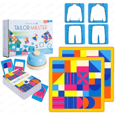 Tailor Master Game, Fabric Tailor Master Board Game - Matching Shapes Board Games | Board Game to Learn Sorting and Matching Double Player Board Game