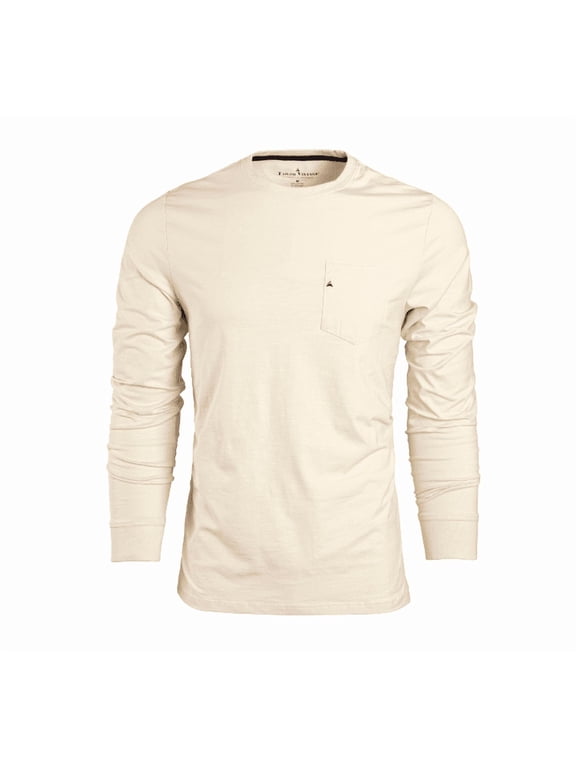 Stretch Slub Jersey Long Sleeve Pocket Tee (Natural, L)