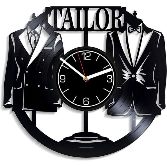 Tailor Vinyl Record Wall Clock Profession Decoration 12 inch Wall Clock Tailor Art Gift for Man Profession Wall Art Tailor Clock Profession Wall Clock Modern Tailor Gift Suits Vinyl Clock