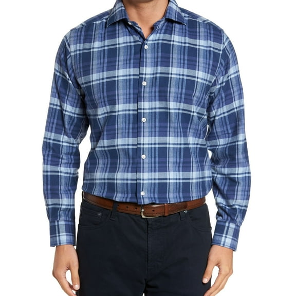 TailorByrd Mens Campti Button Up Shirt, Blue, XX-Large