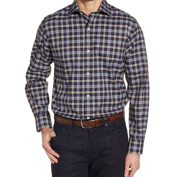TailorByrd Mens Campti Button Up Shirt, Purple, Small