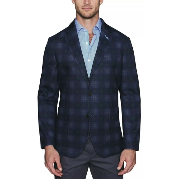 TailorByrd Mens Modern Fit Stretch Jersey Knit Printed Sport Coat 42 Long Navy