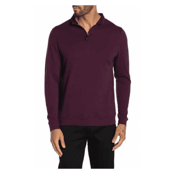 TailorByrd Twill Knit Quarter Zip Sweater,MALBERRY,Sz M