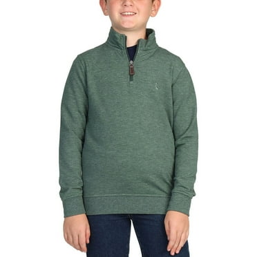 TailorByrd boys  Sueded Fleece 1/4-Zip Pullover, L/14-16, Green